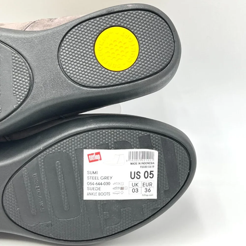 Fitflop Womens Size 5 Sumi Steel Grey‎ Suede Leather Ankle Boots Shoes